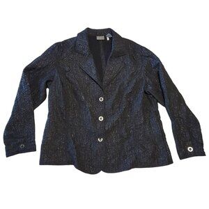 Chicos Black Textured Button-Up Blazer Jacket Size 3x